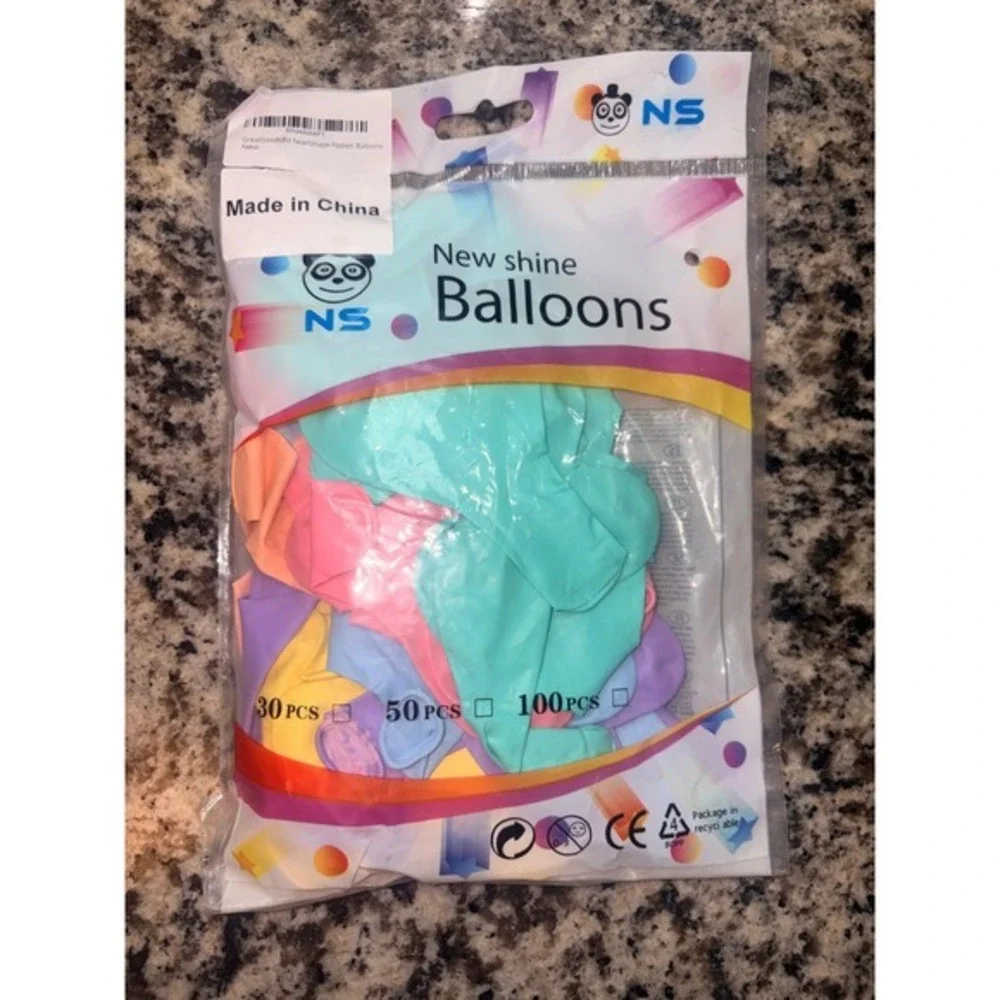 New Shine NS Pastel Party Balloons 50 Count Heart Shaped Latex‎ Decor